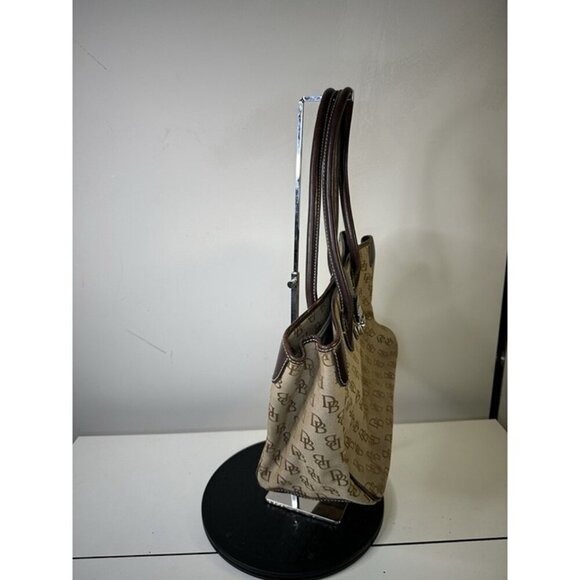 Vintage Dooney And Bourke Tan & Brown Satchel Bag With Signature Logo - Picture 4 of 11